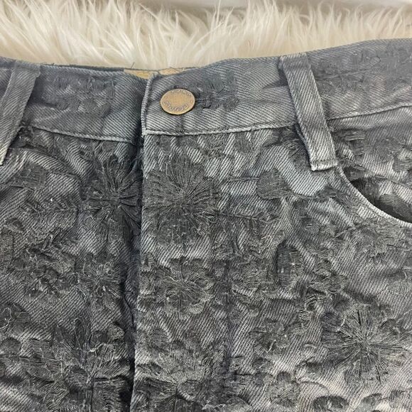 Free People Etienne Fields Black/Black Floral Embroidered Hi Waist Short… - Picture 5 of 12